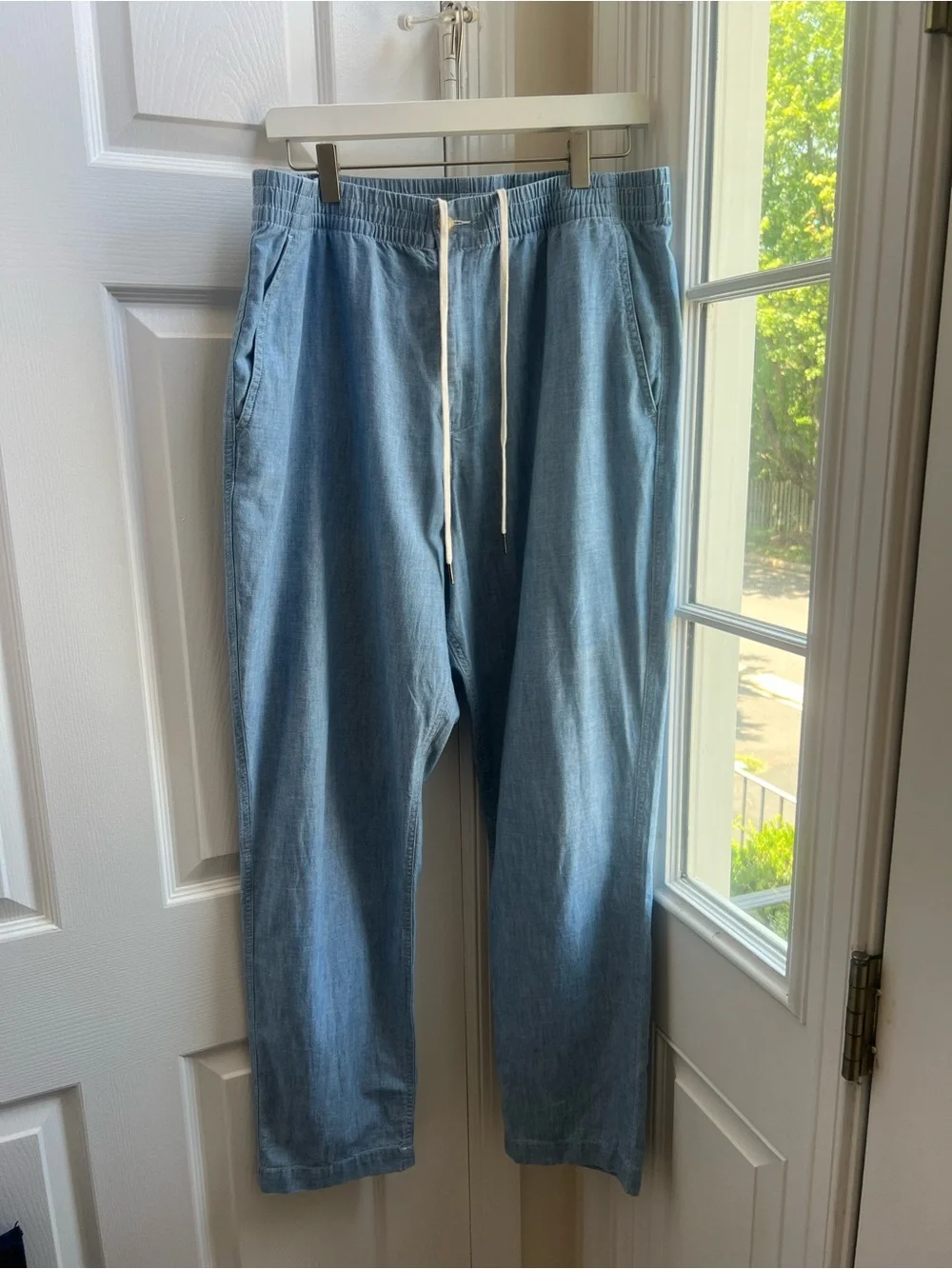 Polo Ralph Lauren Chambray Drawstring Pants Men XL Blue Cotton